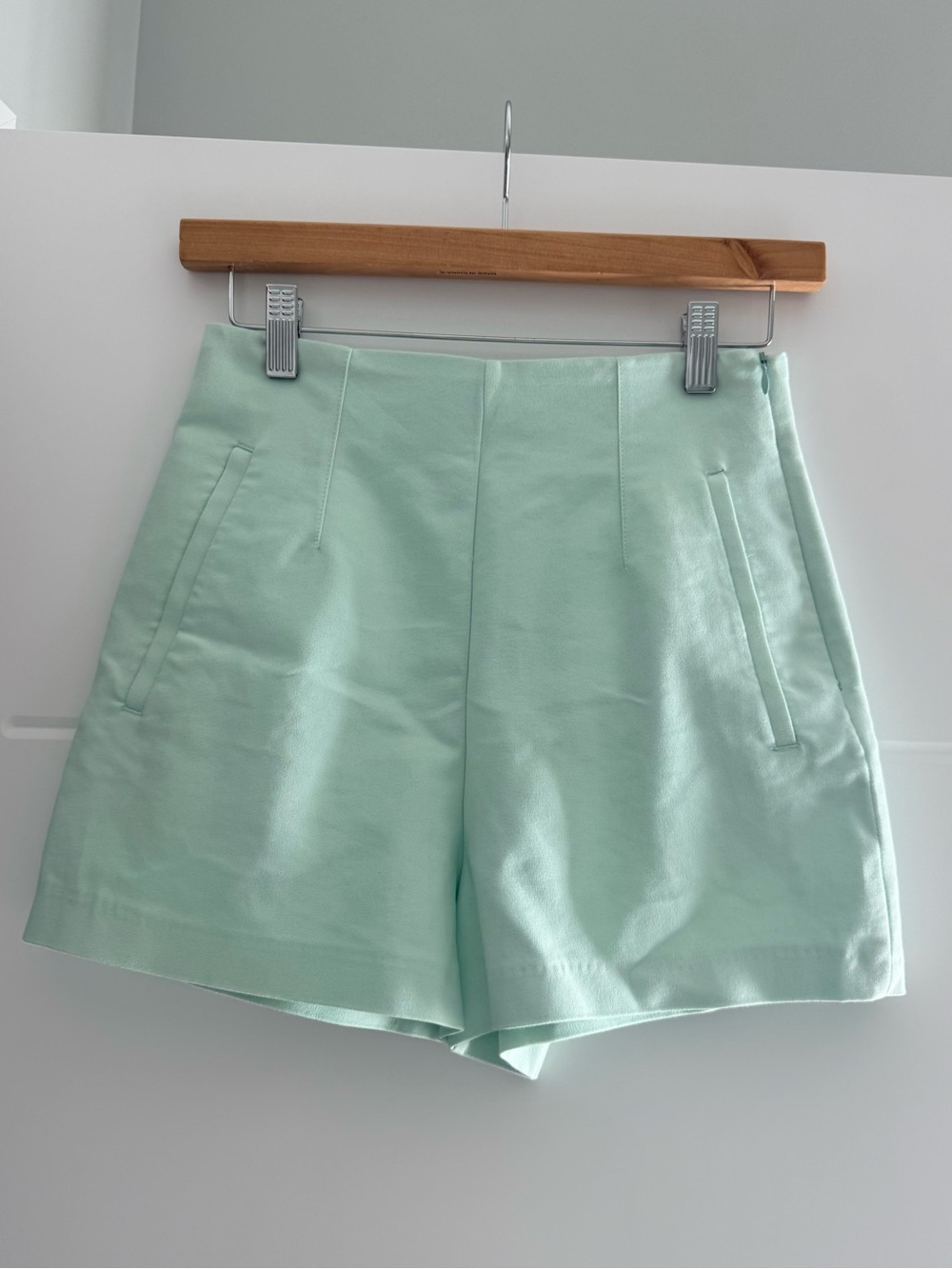 Zara Mint Green High-Waist Shorts